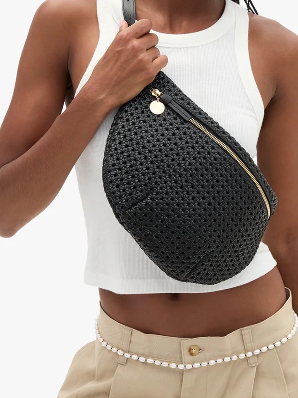 Clare V Black Rattan Grande Fanny